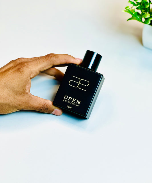 Blaek Open Perfume: Stylish bottle with a fresh citrus fragrance.